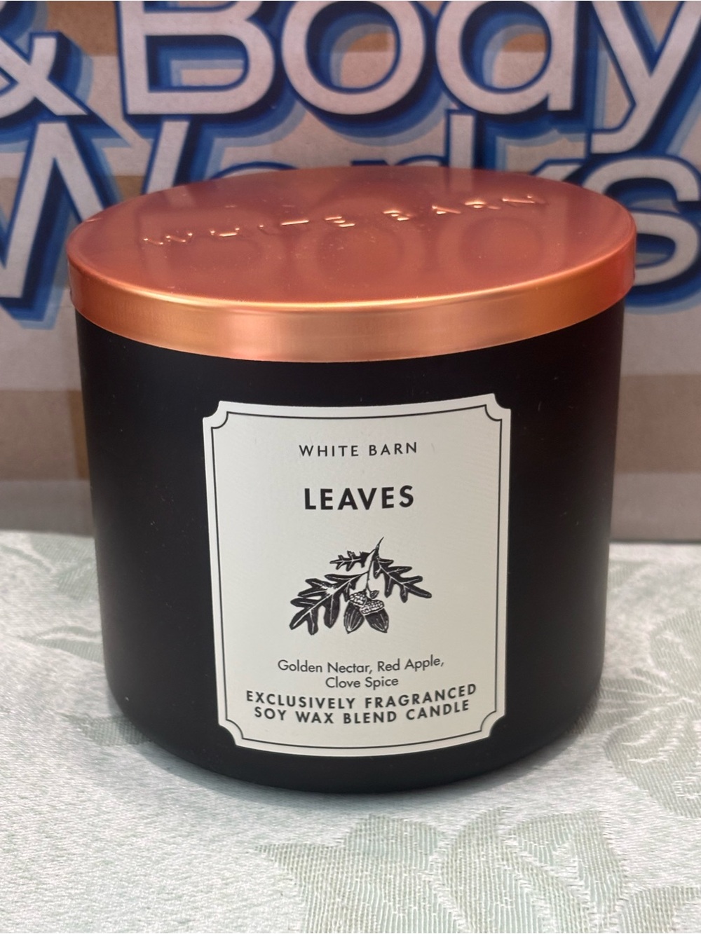 Bath & Body Works White Barn Leaves Three Wick Scented Candle